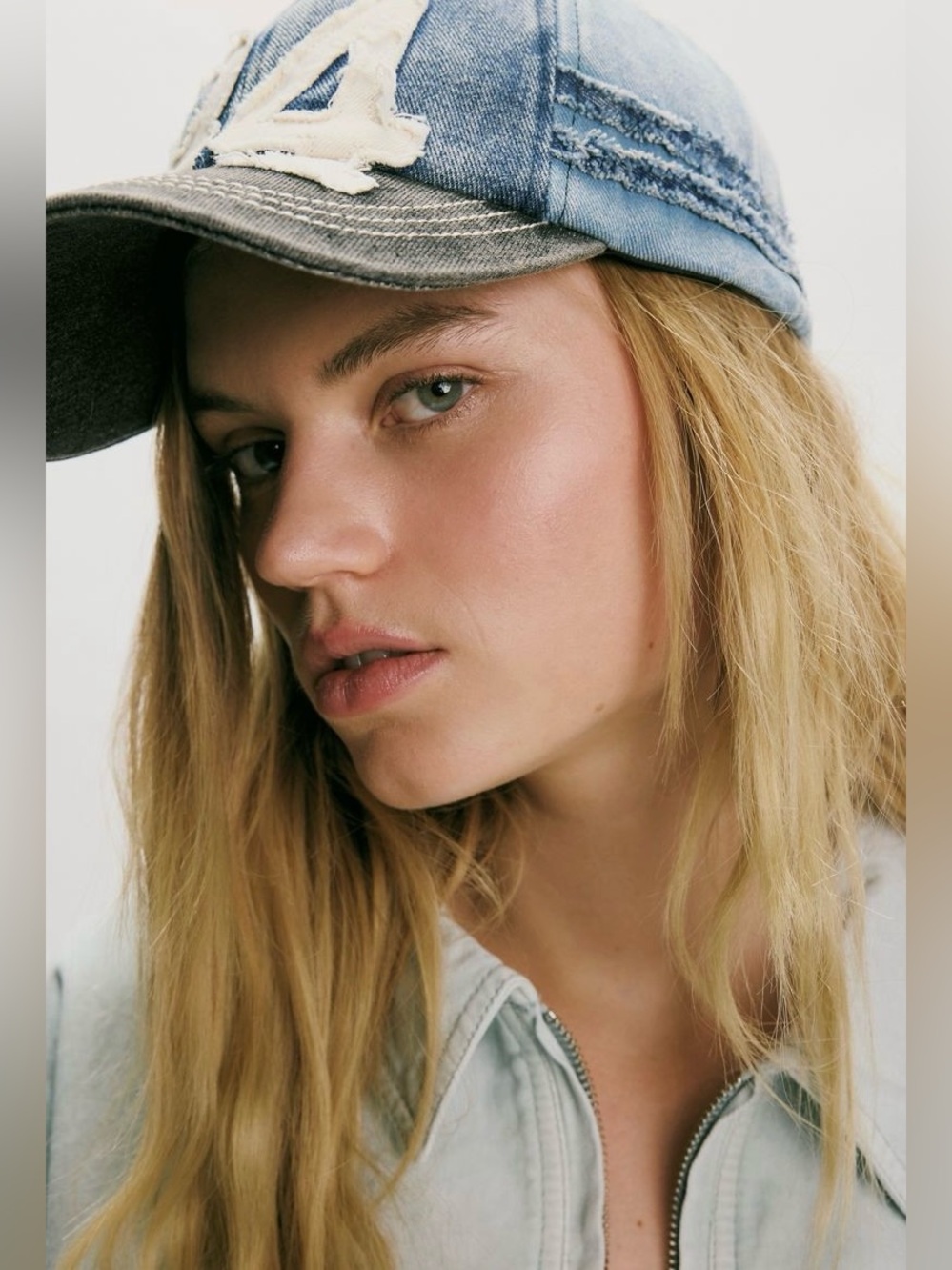 FP MOVEMENT by FREE PEOPLE ~ Hollie Varsity Denim Baseball Hat ~ Denim ~ NWT** - Picture 14 of 16